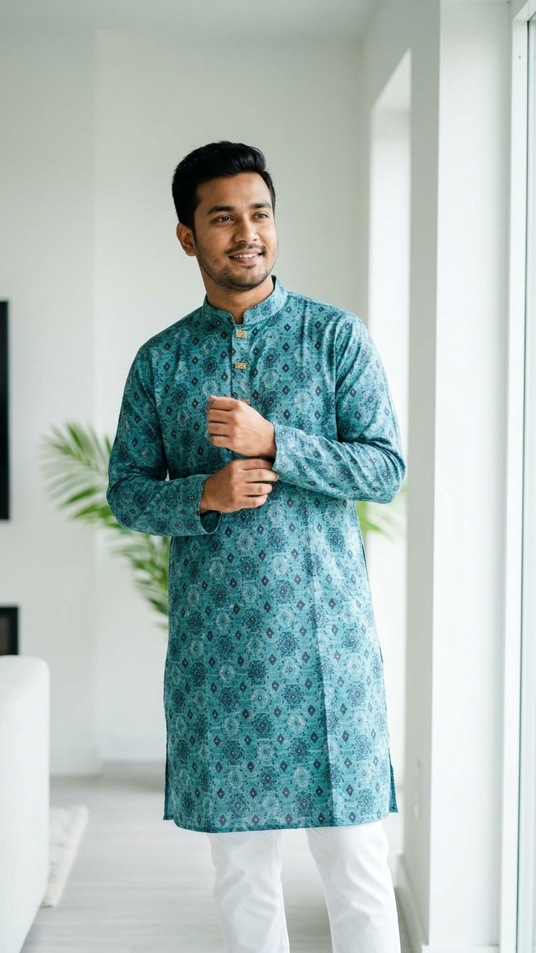 Men's Traditional Panjabi Kurta | Ethnic South Asian Tunic Shirt