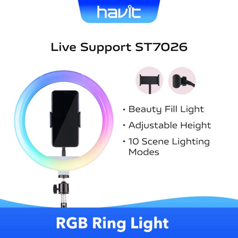 RGB LED Ring Light with Tripod (Havit ST7026)